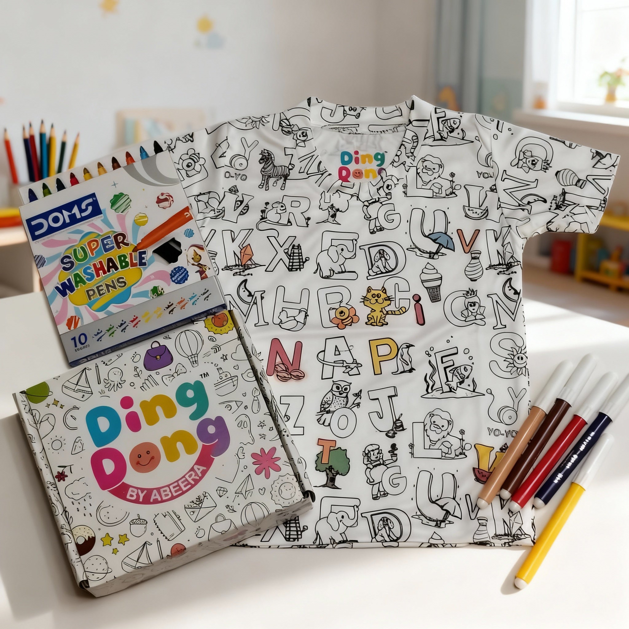 ALPHABETS AND OBJECTS - DIY COLORING REUSABLE TSHIRTS
